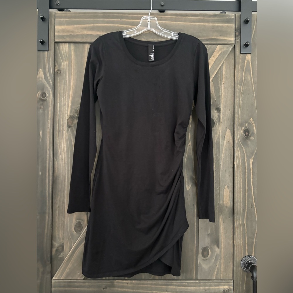 Bobi Black Ruched Dress